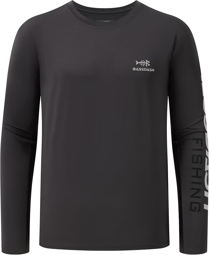 BASSDASH Fishing T Shirts for Men UV Sun Protection UPF 50+ Long Sleeve Tee T-Shirt