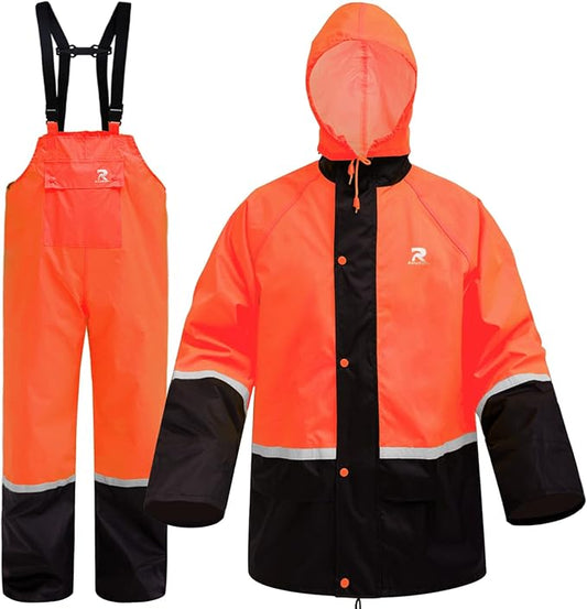 RainRider Waterproof Breathable Suits for Men - Durable Oxford Rain Jacket Coat With Pants