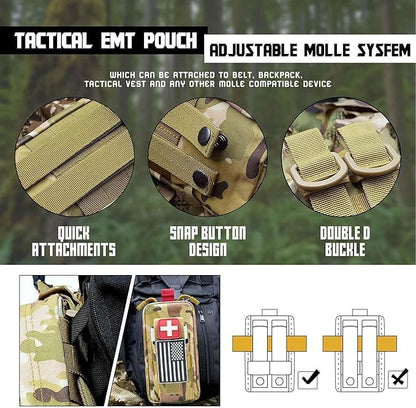 Small Ifak Trauma Kit for Duty Belt, Laser Cut Ifak Med Trauma Kit, Molle Tactical Emergency First Aid Kit Refill Supplies Insert