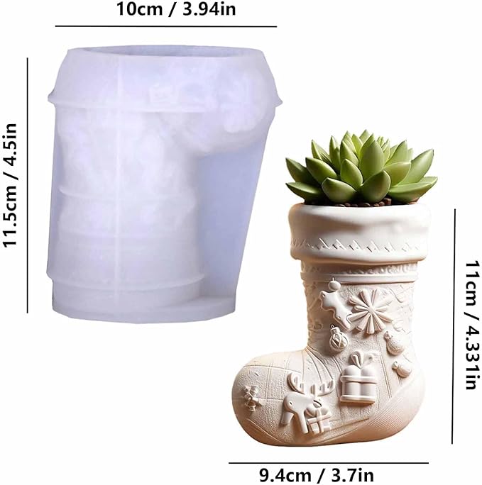 Christmas Stocking Resin Molds Silicone Molds - Reusable Classic Design for Casting with Epoxy Resin, Concrete, and Plaster to Create DIY Home Decor, Cosmetic Organizers, and Plant Pots