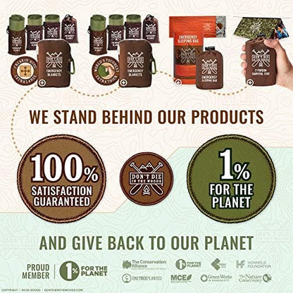 Don't Die In The Woods - Extra Thick Emergency Blankets [4-Pack] World’s Toughest Thermal Mylar Space Blanket | Outdoor Survival Gear for Hiking Camping First Aid Kit (Camo)