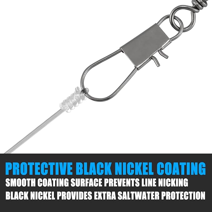 Dr.Fish 50 Pack Fishing Snap Swivels, Barrel Swivels Fishing Tackles, Stainless Steel Safty Interlock Snaps Leader Line Lure Connector Fresh&Saltwater 26-132Lb