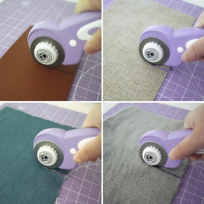 Headley Tools 45mm Rotary Cutter for Fabric, Ergonomic Handle Rolling Cutter with Safety Lock for Fabric Leather Crafting Sewing Quilting, Fabric Cutter Wheel Perfect for Left & Right Hand (Purple)