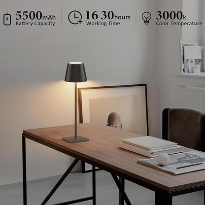 2-Pack Rechargeable Table Lamps LED Cordless Table Lamp 3W 5500mAh Battery Operated Table Light Stepless Dimmable Portable Desk Lamp for Restaurant/Table/Bedroom/Outdoor (Copper)