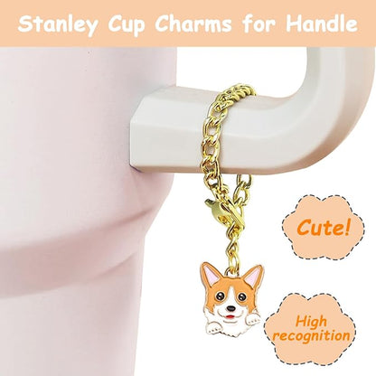 Stanley Cup Accessories Set,Including 2 Pcs 0.4in Straw Cover, 1 Silicone Spill-Proof Stopper, 1 Cute Dog Handle Charm, 1 Silicone Boot Fits Stanley 40&30 Oz Tumbler (Sunshine Orange)