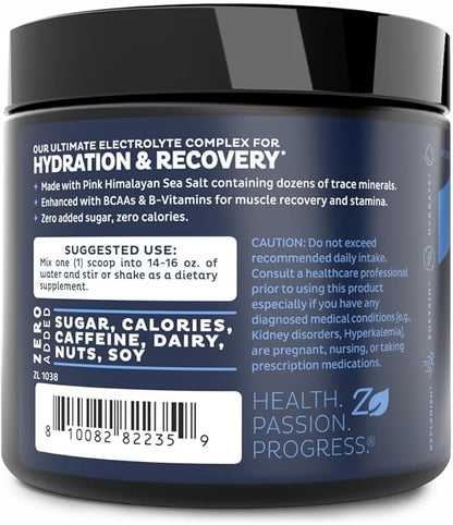 Zeal Electrolyte Powder - 90 Servings | Keto Electrolytes Powder | Zero Sugar, BCAAs, B-Vitamins | Potassium, Zinc, Magnesium | Hydration Powder Recovery Drink | White Gummy Bear