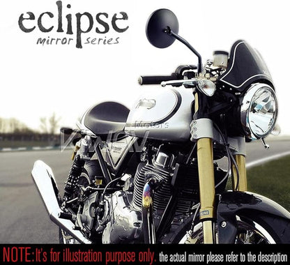 KiWAV Eclipse Black Motorcycle Rear View Mirrors Aluminum E-mark compatible for M10 Metric Motorcycle