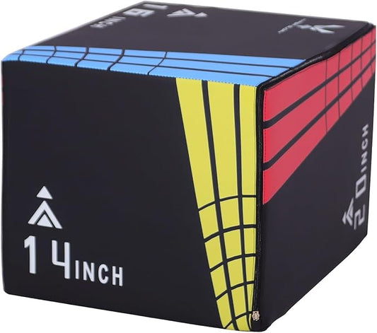 Modern-Depo 3 in 1 Plyometric Jump Box with High Density Foam | Fitness Plyo Box Jumps Height Adjustable 30/24/20, 24/20/16, 20/16/14, 1614/12 Inch for Home Gym, 440lb Weight Capacity