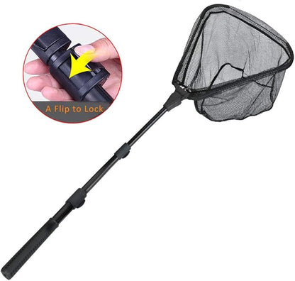 RESTCLOUD Fishing Landing Net with Telescoping Pole Handle, Fishing net Freshwater for Kids Men Women, Extend to 40-63 Inches