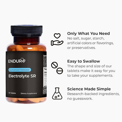 Endur Electrolyte SR, Essential Electrolyte Replacement & Hydration Support, Great for Physical Activity, Sustained-Release Tablets, 60 Tablets