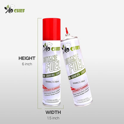 Jo Chef Butane Refill, Butane Torch Fuel Refill, Gas Lighter Fluid Refill Canister, Kitchen Blow Torch Fluid – Universal Tip – 2 Cans (3.38oz)