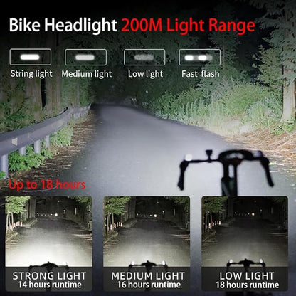 Rechargeable Bike Light Set USB Bike Headlight Bike Taillight IPX6 Waterproof 8 Modes Mountain Road Cycling Light, Bike Lights for Night Riding, Luces para Bicicleta
