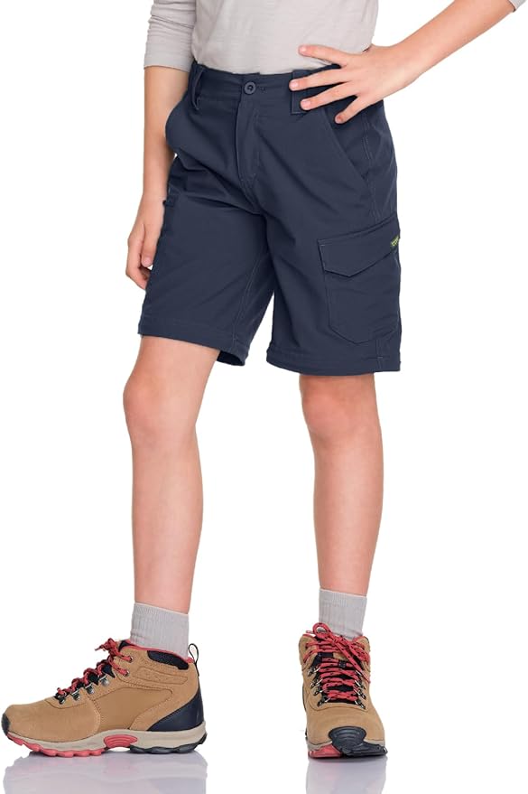 CQR Kids Youth Hiking Cargo Pants, UPF 50+ Quick Dry Convertible Zip Off Pants, Outdoor Camping Pants