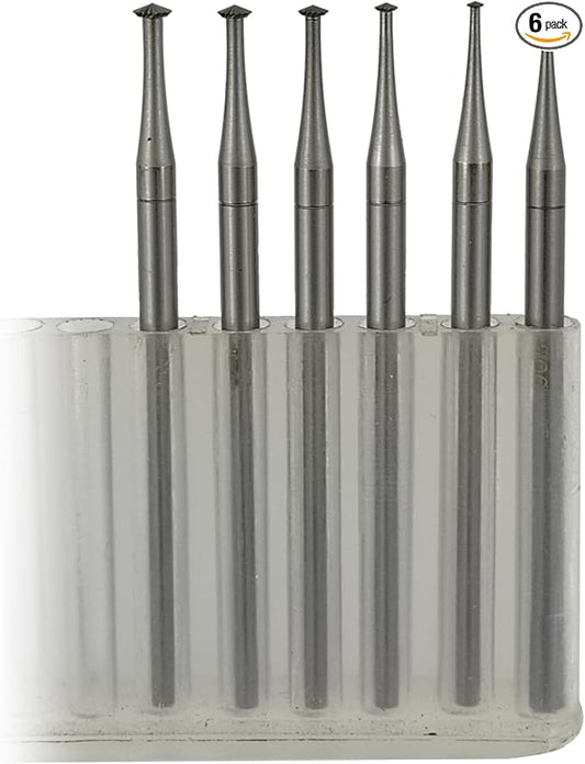 𝐋𝐮𝐨 𝐤𝐞 6 Pcs 45º Hart Burr - 3/32'' Shank Jewelry Making Bits 45 Degree Heart Burs Setting Bits for Dremel Rotary Tools ( 008 - 023 )