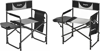 SUNNYFEEL Oversized Camping Directors Chair 2 Pack, Portable Folding Lawn Chairs for Adults Heavy Duty with Side Table,Pocket for Beach, Fishing,Picnic,Concert Outdoor, Foldable Camp Chairs