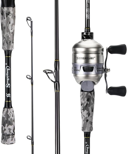 Sougayilang Spincast Reel and Fishing Rod Combo, 5-Foot 9-Inch Durable Carbon Rod, Quickset Anti-Reverse Fishing Reel with Mono Line