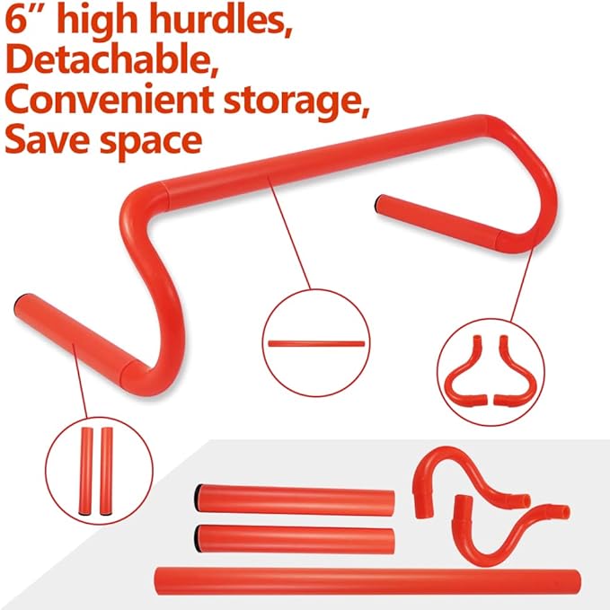 Speed & Agility Ladder Training Equipment Set, Includes 12 Rung 20ft Agility Ladder, 4 Agility Hurdles,12 Disc Cones, 1 Resistance Parachute for Training Football Soccer Basketball Athletes