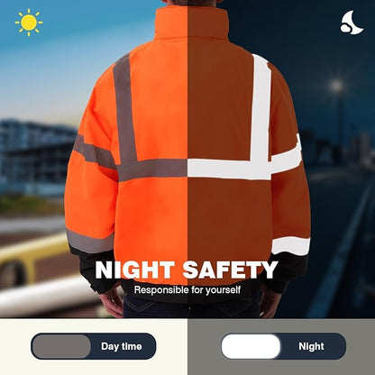 SKSAFETY Hi Vis Reflective Rain suits for Men Waterproof - High Vis Safety Rain Jacket, High Visibility Raincoat for Men