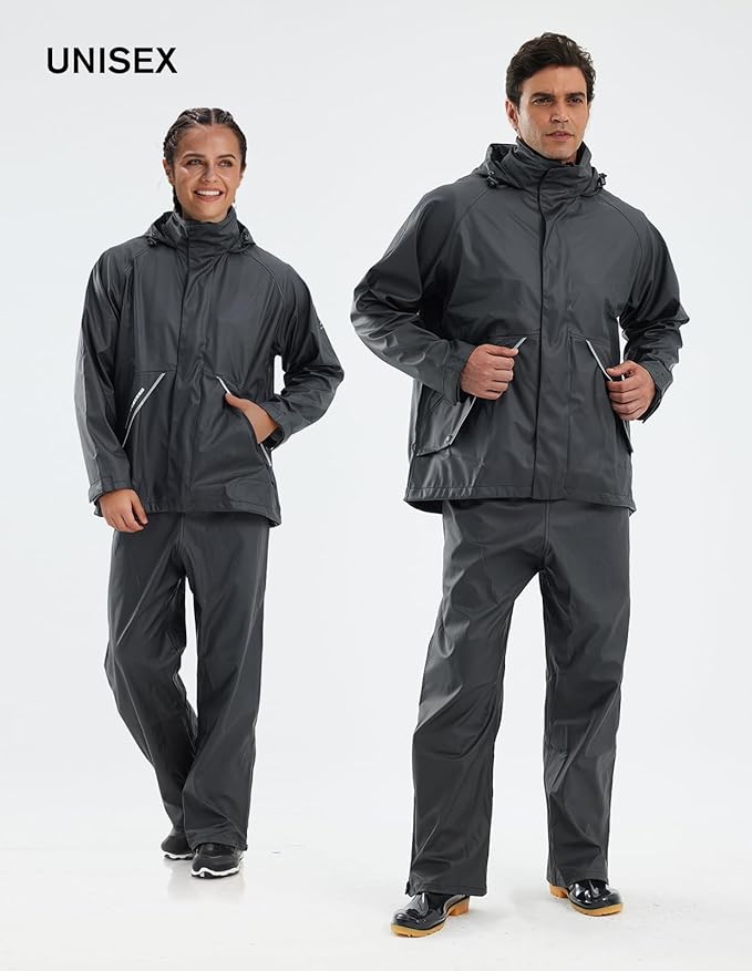 TOWN&FIELD Rain Suits for Fishing Waterproof Rain Gear for Men Women Heavy Duty Rain Coat Jacket with Pants/Overalls