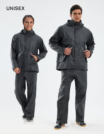 TOWN&FIELD Rain Suits for Fishing Waterproof Rain Gear for Men Women Heavy Duty Rain Coat Jacket with Pants/Overalls