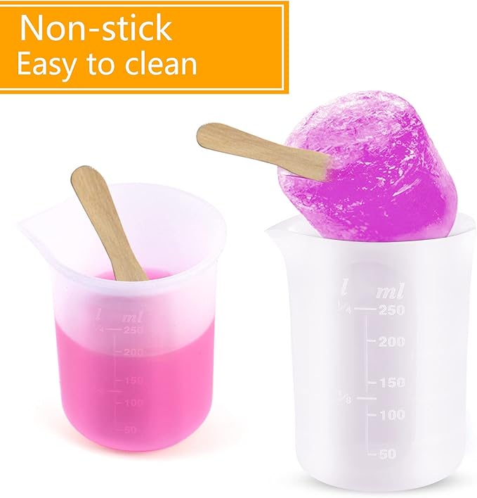 Coopay 250 ml Silicone Measuring Cups for Resin Non-Stick Mixing Cups Glue Tools, Precise Scale for for Resin DIY Craft Jewelry Making, 6 PCS