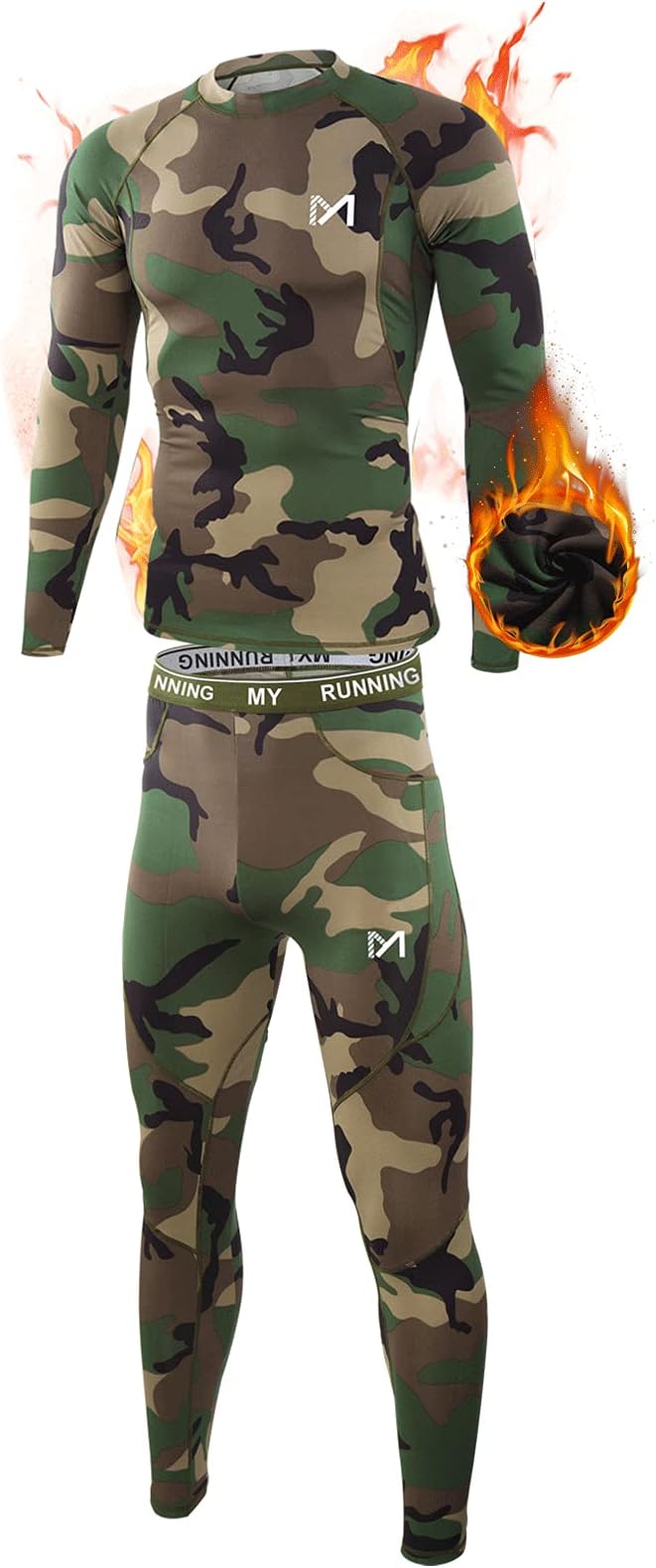 Thermal Underwear for Men, Winter Gear Long Johns Base Layer Top and Bottom Set for Skiing Running