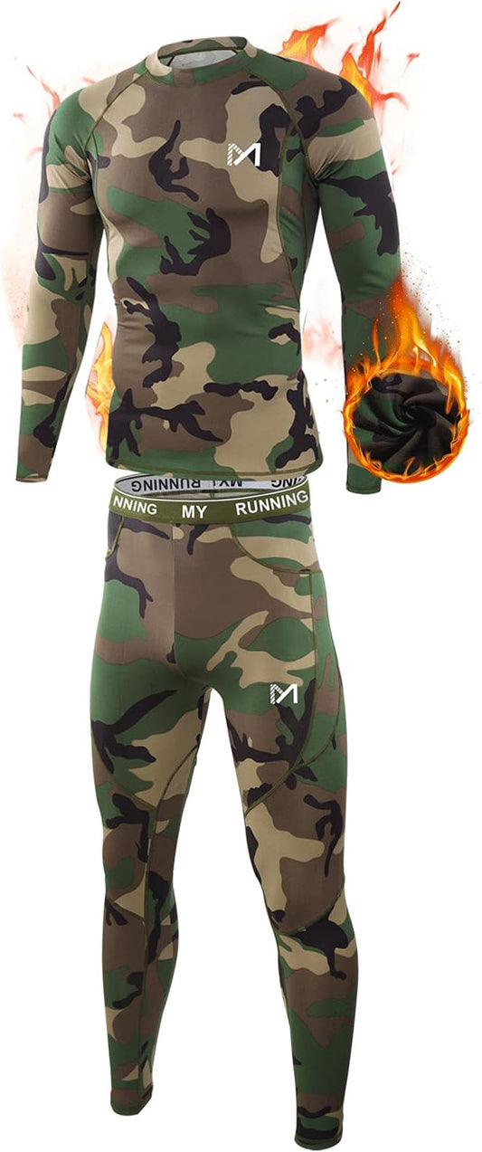 Thermal Underwear for Men, Winter Gear Long Johns Base Layer Top and Bottom Set for Skiing Running