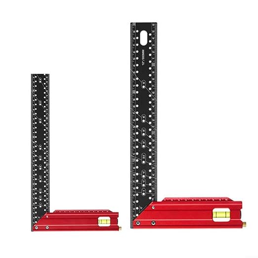 Carpenter Square,90 Degree Aluminum Alloy Framing Square,Carpenters-Square with 300mm and 400mm Scale Handle, Right Angle Ruler,Built-in Level Bubble, Framing Tools, L Shape Ruler(300mm)