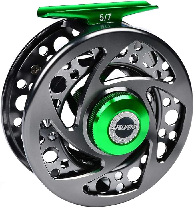 Fly Fishing Reel Fly Reels - Large Arbor CNC-Machined Aluminum Alloy Body Light Weight 5/7, 7/9, 9/10 wt (Black, Green, Silver/Blue, Gray-Green, Silver-Blue,Gunmetal,Ice Blue,Sapphire Blue)