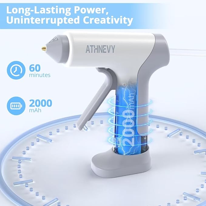 Cordless Hot Glue Gun 4V 20W, 10s Fast Preheat, 30PCS Mini Glue Sticks 7x100mm, Type-C Rechargeable, Anti-Drip, Auto-Off, for DIY Crafts, Repair, Decoration (White)