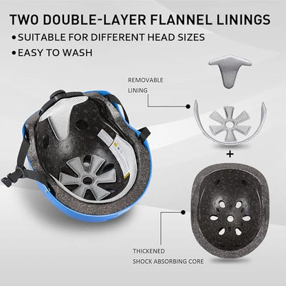 JBM Skating Protective Gear Adult Skateboard Helmet Knee and Elbow Pads with Wrist Guards for Inline Roller Skating, Skateboarding, Scootering