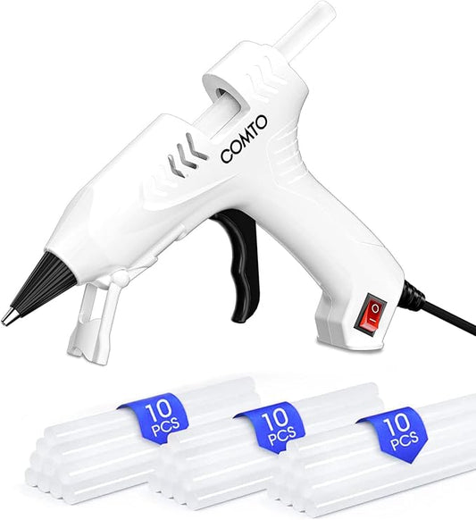 Hot Glue Gun with 30 Sticks, 20W Fast Preheating Mini Hot Glue Gun and Sticks Set for School Crafts DIY Arts and Quick Home Repairs, White