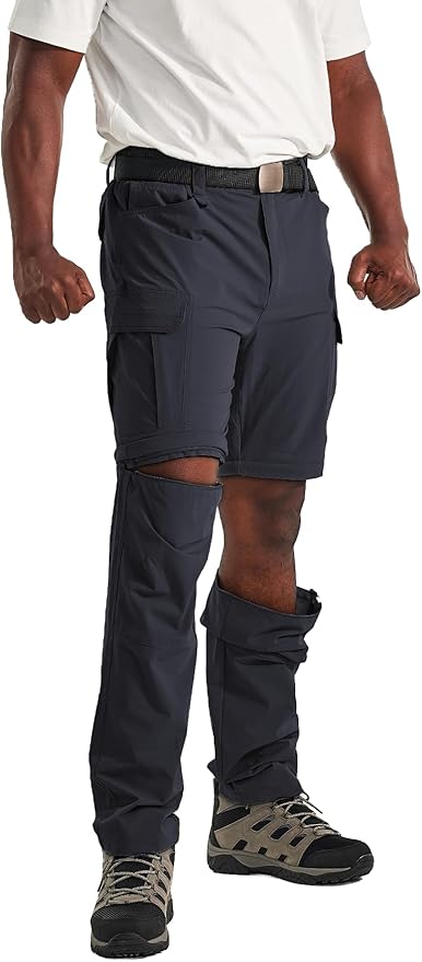 Men's Convertible Hiking Pants Waterproof Quick Dry Zip-Off Lightweight Tactical Multi-Pocket Outdoor Fishing Safari Trousers