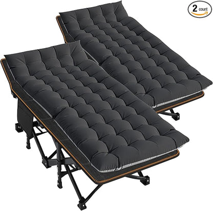 LILYPELLE Folding Camping Cot, Extra Wide Heavy Duty Sleeping Cots with Carry Bag, Double Layer Oxford Portable Travel Camp Cots for Home, Office Nap and Outdoor Beach