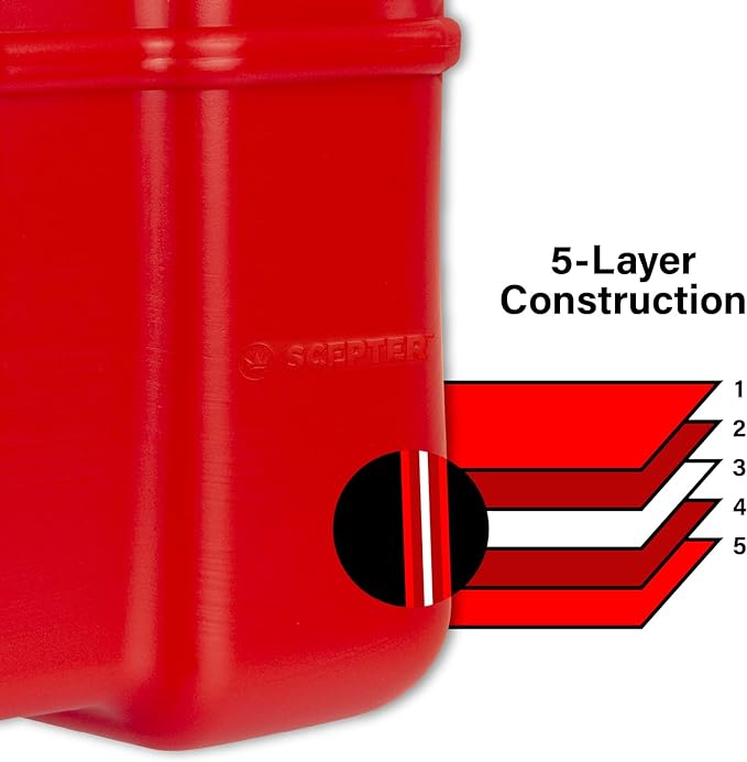 Scepter FR1G252 Fuel Container with Spill Proof Smart Control Spout with Bonus Spout Extender, Red Gas Can, 2 Gallon (Pack of 4)
