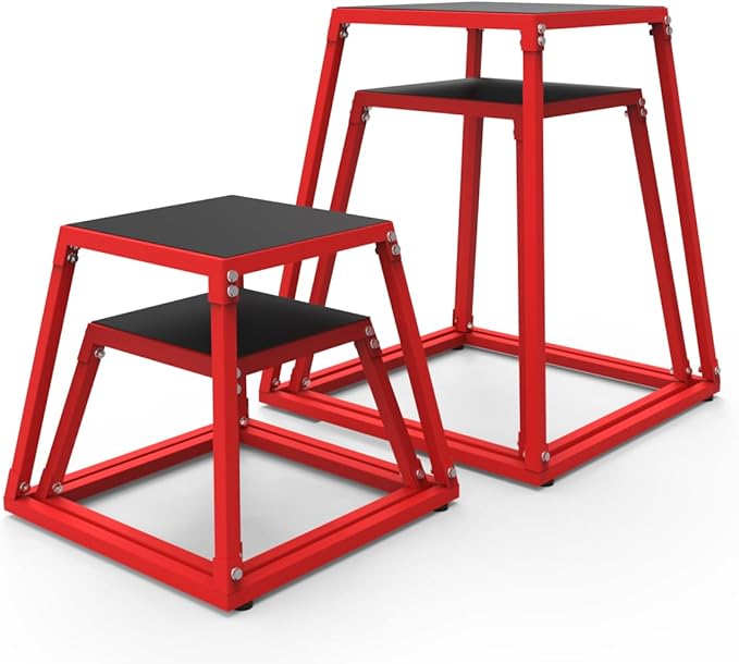 Metal Plyometric Jumping Box，12/18/24/30 Inch Steel Plyo Box for Fitness Exercise Home Gym