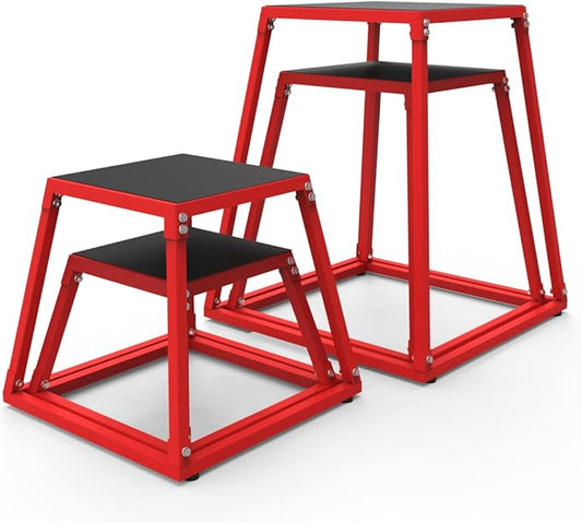 Metal Plyometric Jumping Box，12/18/24/30 Inch Steel Plyo Box for Fitness Exercise Home Gym