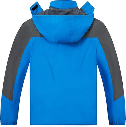 TEZO Mens Rain Jacket Waterproof with Hooded Hiking Coat Lightweight Windbreaker