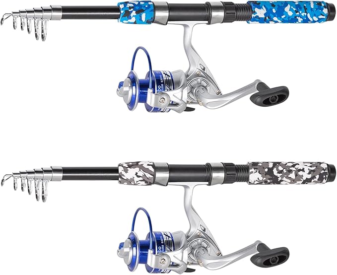 Fishing Pole Combo, 6.9ft Telescopic Rods Set, Collapsible Fishing Rods 2PCS Spinning Reel Set with Carrier Bag Freshwater Fishing Rod and Reel Combos Kits