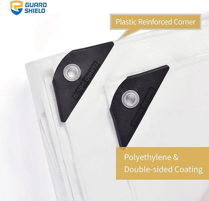 GUARD SHIELD White Tarps Heavy Duty Waterproof 10x20 Feet Large Thick Tarp Cover 12mil