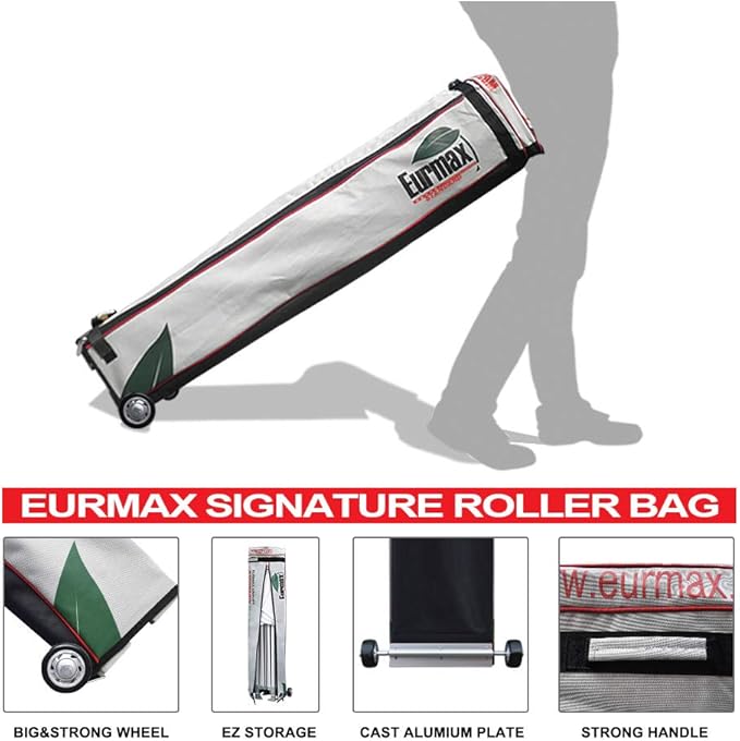 Eurmax USA 10'x15' Pop-up Canopy Tent Commercial Instant Canopies with 4 Removable Zipper End Side Walls and Roller Bag, Bonus 4 SandBags(Purple)