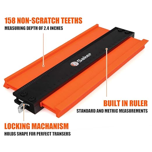 Saker Contour Gauge Duplication-Adjustable Lock-Precisely Copy Irregular Shape-Irregular Woodworking Tracing-Must Have Tool Christmas Gifts for DIY Handyman Men Husband Dad 10 Inch+5 Inch