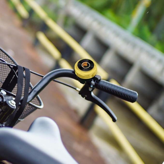 WIRESTER Gold Aluminum Round Bike Bell, Classic Ring Bicycle Bell, Bike Accessories Bell Ring for Adults Kids Girls Boys