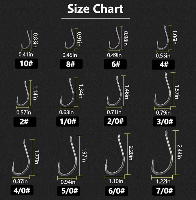 Dyxssm 150pcs/lot Forged Long Shanked Fishing Hooks Stainless Steel Fishing Hook for Saltwater Freshwater, Circle Octopus Fishing Hooks