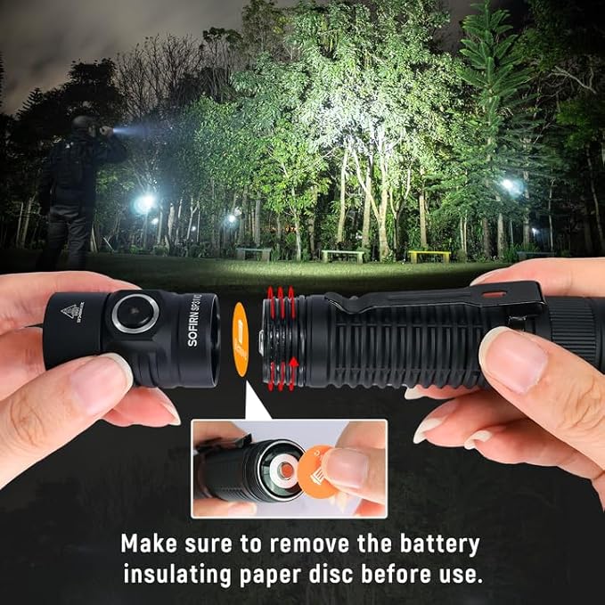 Sofirn SP31 V3.0 Tactical Flashlight Rechargeable, 2000 High Lumen Pocket Flashlight with Powerful LED, Dual Switches and Battery for EDC, Home, Emergency, Heavy Duty, IP68 Waterproof / Compact Built