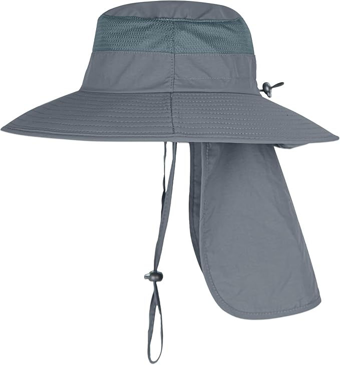 Sun Hats for Men Women Fishing Hat UPF 50+ Breathable Wide Brim Bucket Hats Summer UV Protection Safari Hat with Neck Flap