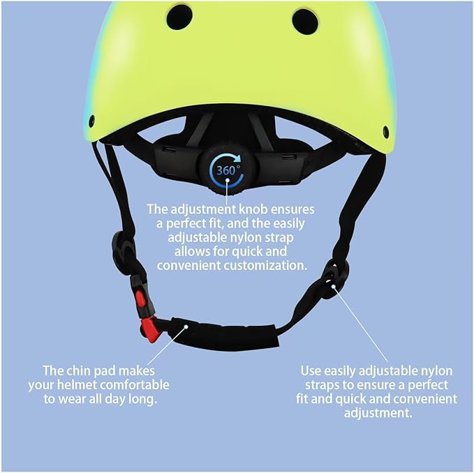 Color Gradient Adjustable Kids Bike Helmet with Knee & Elbow Pads Set | Multi-Sport Safety Gear for Boys & Girls Ages 5-14 | Skateboarding, Scooters, Roller & Inline Skating, Longboarding