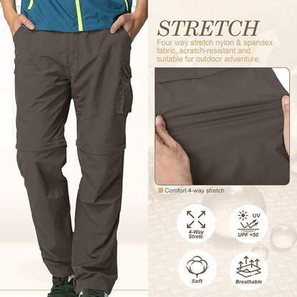 Mens Hiking Pants Convertible Quick Dry Zip Off Fishing Travel Safari Pants