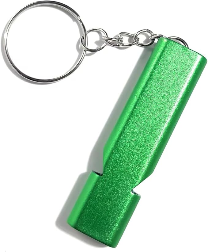 4-Pack Loud 120dB Double Tube Emergency Whistle - Aluminum Alloy, Corrosion-Resistant Safety Whistle with Lanyard & Keychain-Ideal for Camping Hiking Boating Fishing Survival Tool