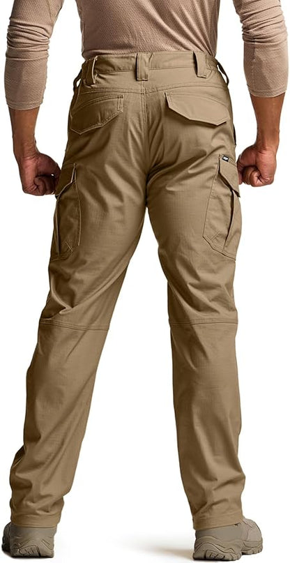 CQR Men's Flex Stretch Tactical Pants, Water Resistant Ripstop Cargo Pants, Lightweight EDC Outdoor Work Hiking Pants